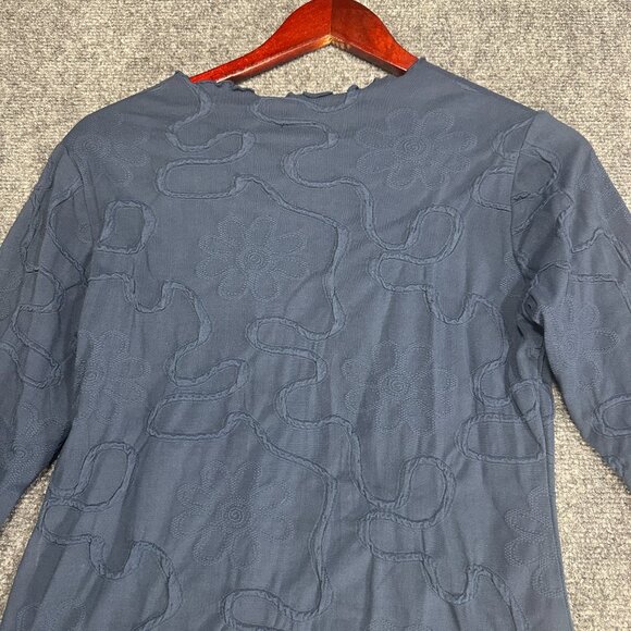 Haystacks Top Womens Small Navy Conduit 3/4 Sleeve Textured Top Brazilian NEW - Picture 8 of 8